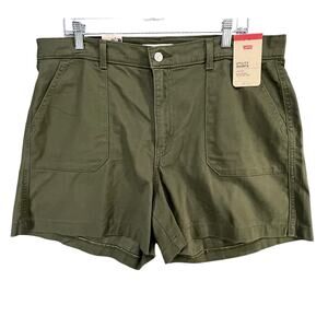 Levis Utility Shorts Womens 33 Olive Green Twill Pockets Urban Explorer Casual